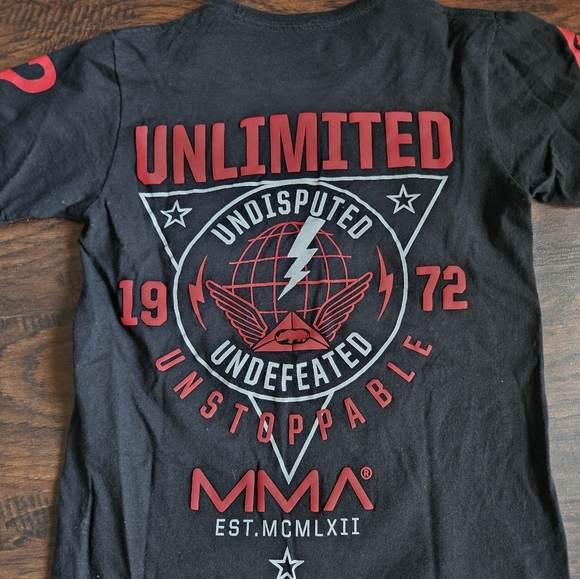 Ecko Unltd. Unlimited MMA T Shirt Mens Small Black Double Sided Grunge - Picture 7 of 7